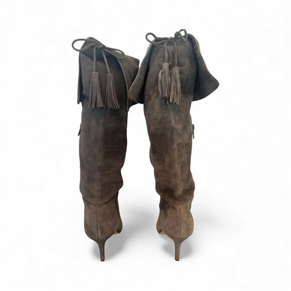 Lord & Taylor Grey Thigh High Suede Boots Size 8 - Picture 2 of 6